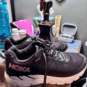 Hoka Black and White Athletic Shoes